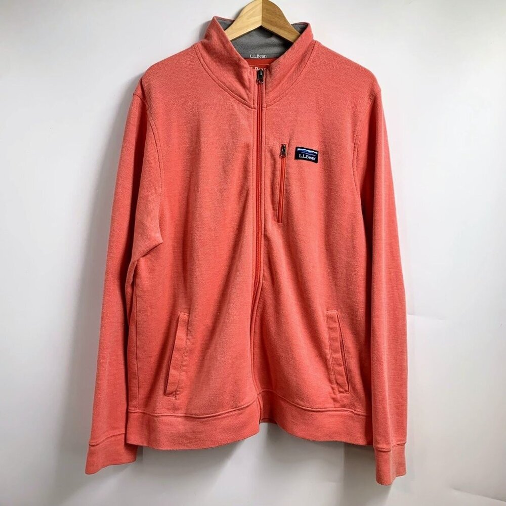 L.L. Bean Men's Comfort Stretch Piqué Full Zip Long Sleeve Shirt Size L